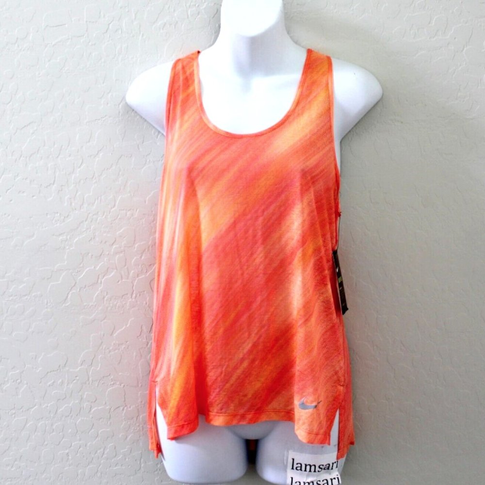 Nike Breath Women Sheer Lightweight Running Tank Size M Orange